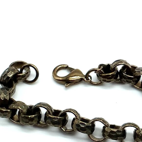 Vintage EP Erwin Pearl Hammered Chunky Rolo Chain Link Bracelet Unisex - Picture 8 of 16